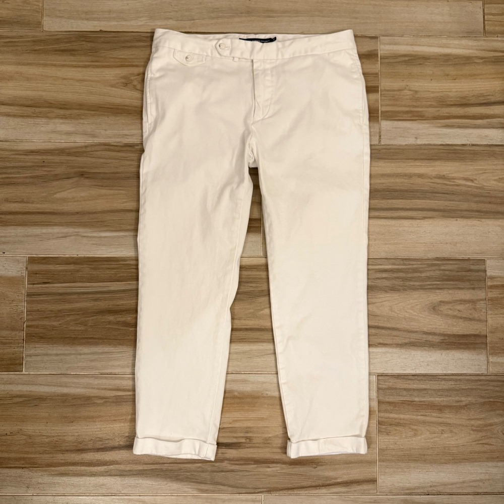 Ralph Lauren Sport White Chino Pants Womens 10 Cotton Cuffed Straight Leg